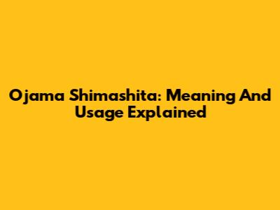 "Ojama Shimashita": Meaning And Usage Explained