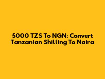 5000 TZS To NGN: Convert Tanzanian Shilling To Naira