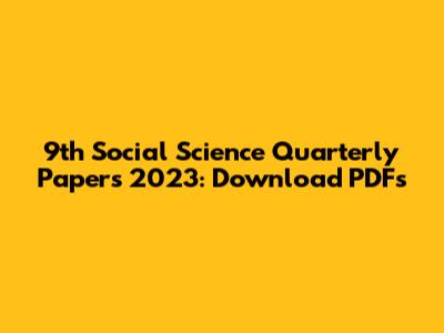 9th Social Science Quarterly Papers 2023: Download PDFs