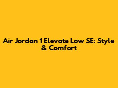 Air Jordan 1 Elevate Low SE: Style & Comfort