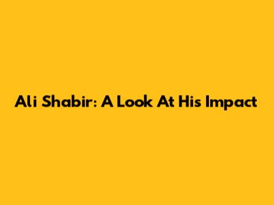 Ali Shabir: A Look At His Impact