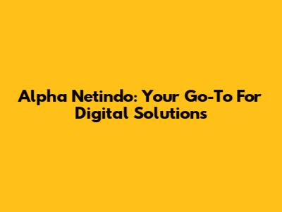 Alpha Netindo: Your Go-To For Digital Solutions