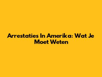 Arrestaties In Amerika: Wat Je Moet Weten