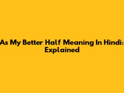 As My Better Half Meaning In Hindi: Explained