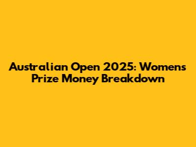 Australian Open 2025: Women's Prize Money Breakdown