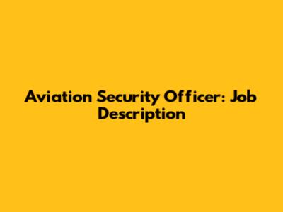 Aviation Security Officer: Job Description
