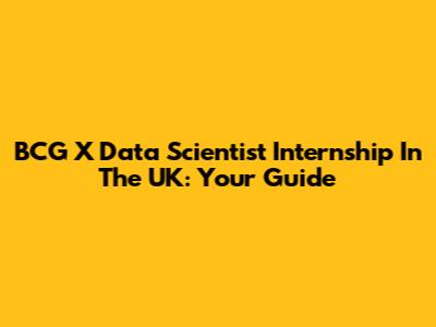 BCG X Data Scientist Internship In The UK: Your Guide