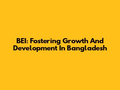 BEI: Fostering Growth And Development In Bangladesh