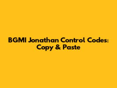 BGMI Jonathan Control Codes: Copy & Paste