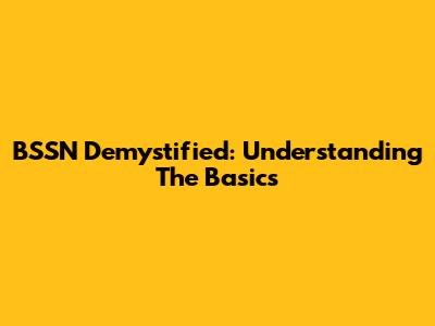 BSSN Demystified: Understanding The Basics