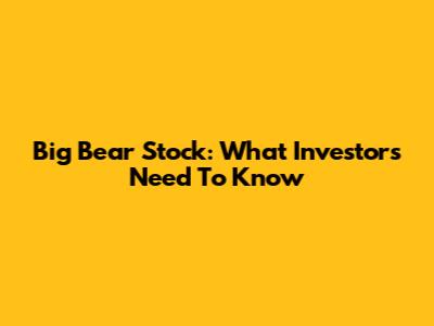 Big Bear Stock: What Investors Need To Know