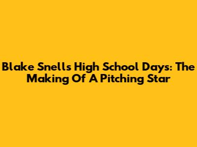 Blake Snell's High School Days: The Making Of A Pitching Star
