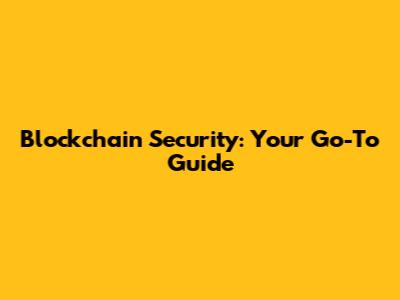 Blockchain Security: Your Go-To Guide
