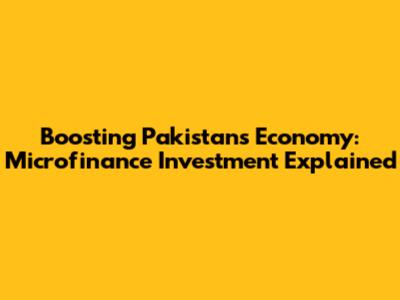 Boosting Pakistan's Economy: Microfinance Investment Explained