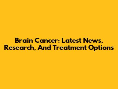 Brain Cancer: Latest News, Research, And Treatment Options
