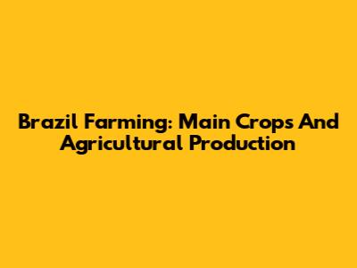 Brazil Farming: Main Crops And Agricultural Production