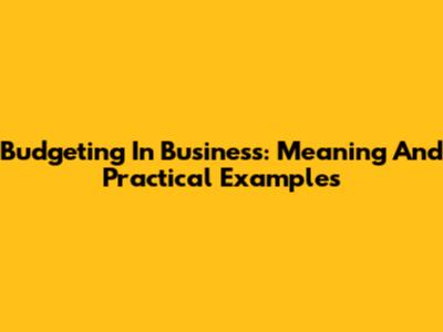Budgeting In Business: Meaning And Practical Examples