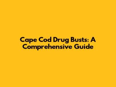 Cape Cod Drug Busts: A Comprehensive Guide