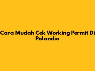 Cara Mudah Cek Working Permit Di Polandia