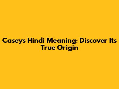 Casey's Hindi Meaning: Discover Its True Origin