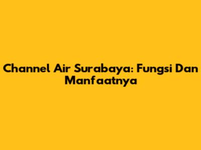 Channel Air Surabaya: Fungsi Dan Manfaatnya