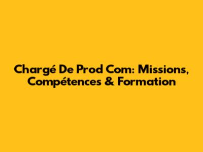 Chargé De Prod' Com': Missions, Compétences & Formation