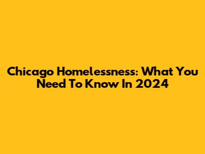 Chicago Homelessness: What You Need To Know In 2024
