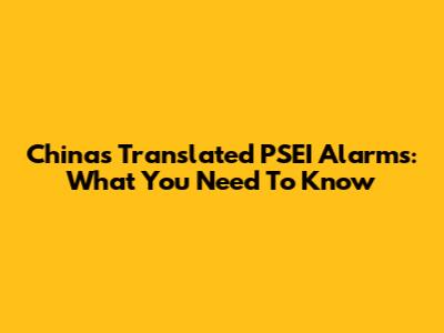 China's Translated PSEI Alarms: What You Need To Know