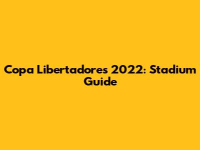 Copa Libertadores 2022: Stadium Guide