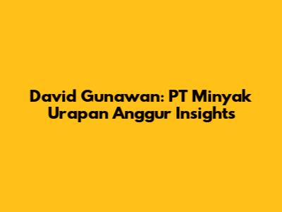 David Gunawan: PT Minyak Urapan Anggur Insights