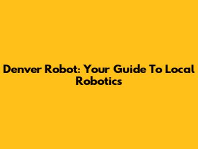 Denver Robot: Your Guide To Local Robotics