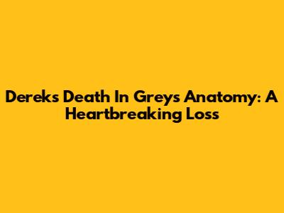 Derek's Death In Grey's Anatomy: A Heartbreaking Loss