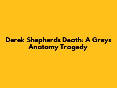 Derek Shepherd's Death: A Grey's Anatomy Tragedy