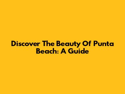 Discover The Beauty Of Punta Beach: A Guide