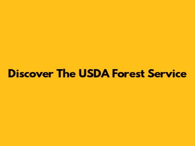 Discover The USDA Forest Service
