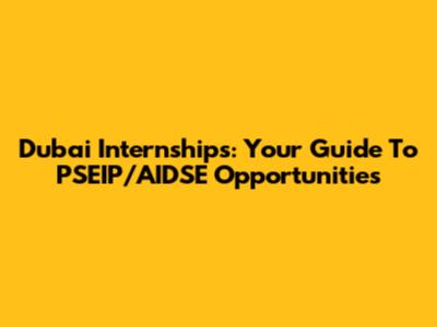 Dubai Internships: Your Guide To PSEIP/AIDSE Opportunities