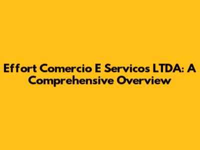 Effort Comercio E Servicos LTDA: A Comprehensive Overview