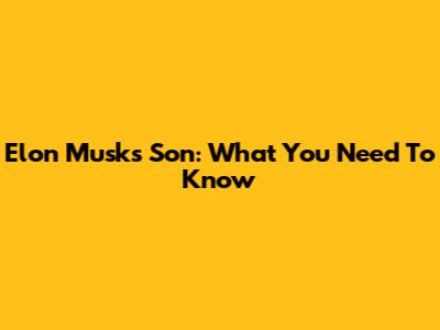 Elon Musk's Son: What You Need To Know
