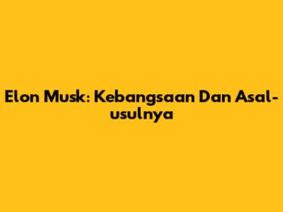 Elon Musk: Kebangsaan Dan Asal-usulnya