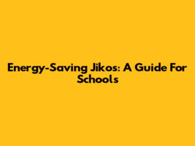 Energy-Saving Jikos: A Guide For Schools