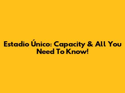 Estadio Único: Capacity & All You Need To Know!