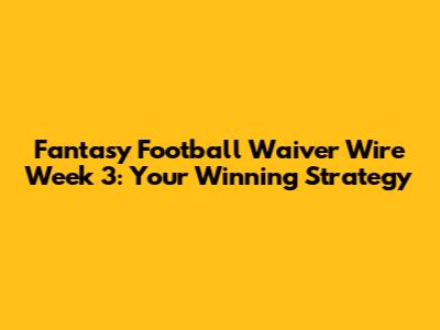 Fantasy Football Waiver Wire Week 3: Your Winning Strategy