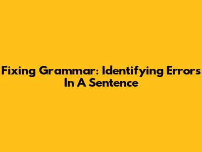 Fixing Grammar: Identifying Errors In A Sentence