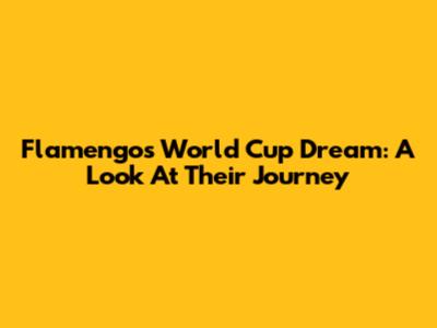 Flamengo's World Cup Dream: A Look At Their Journey