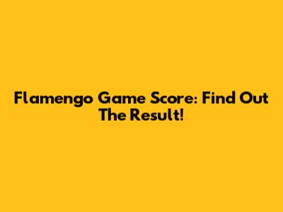 Flamengo Game Score: Find Out The Result!