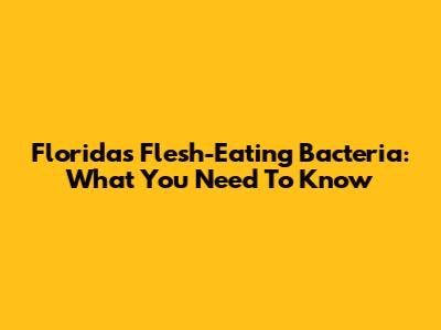 Florida's Flesh-Eating Bacteria: What You Need To Know