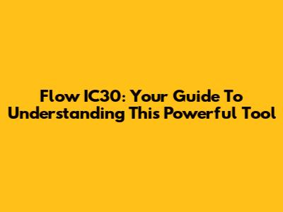 Flow IC30: Your Guide To Understanding This Powerful Tool