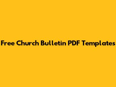 Free Church Bulletin PDF Templates