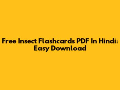 Free Insect Flashcards PDF In Hindi: Easy Download