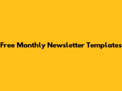 Free Monthly Newsletter Templates